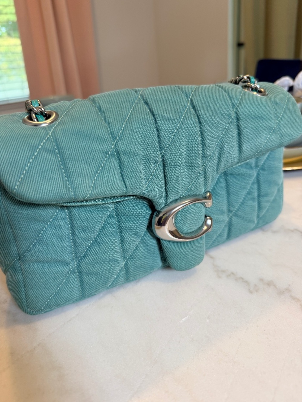 Coach Quilted Denim Tabby 26. Ivy Green Color